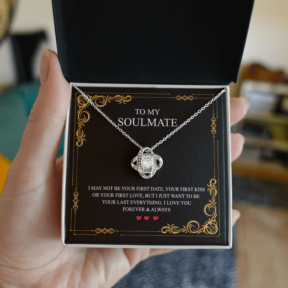 To My Soulmate Love Knot Necklace Gift From Husband To Wife, Girlfriend, Soulmate Gift Necklace On Valentines Day Anniversary, Christmas Necklace for Her Romantic, Jewelry Gift For Women