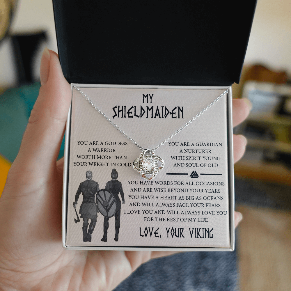 Shieldmaiden Gift Necklace, Viking Jewelry For Women, Love Knot Necklace Gifts For Her, Wife, Future-Wife, Soulmate, Girlfriends, Fiance From Him Husband, On Mother's Day, Birthday, Anniversary
