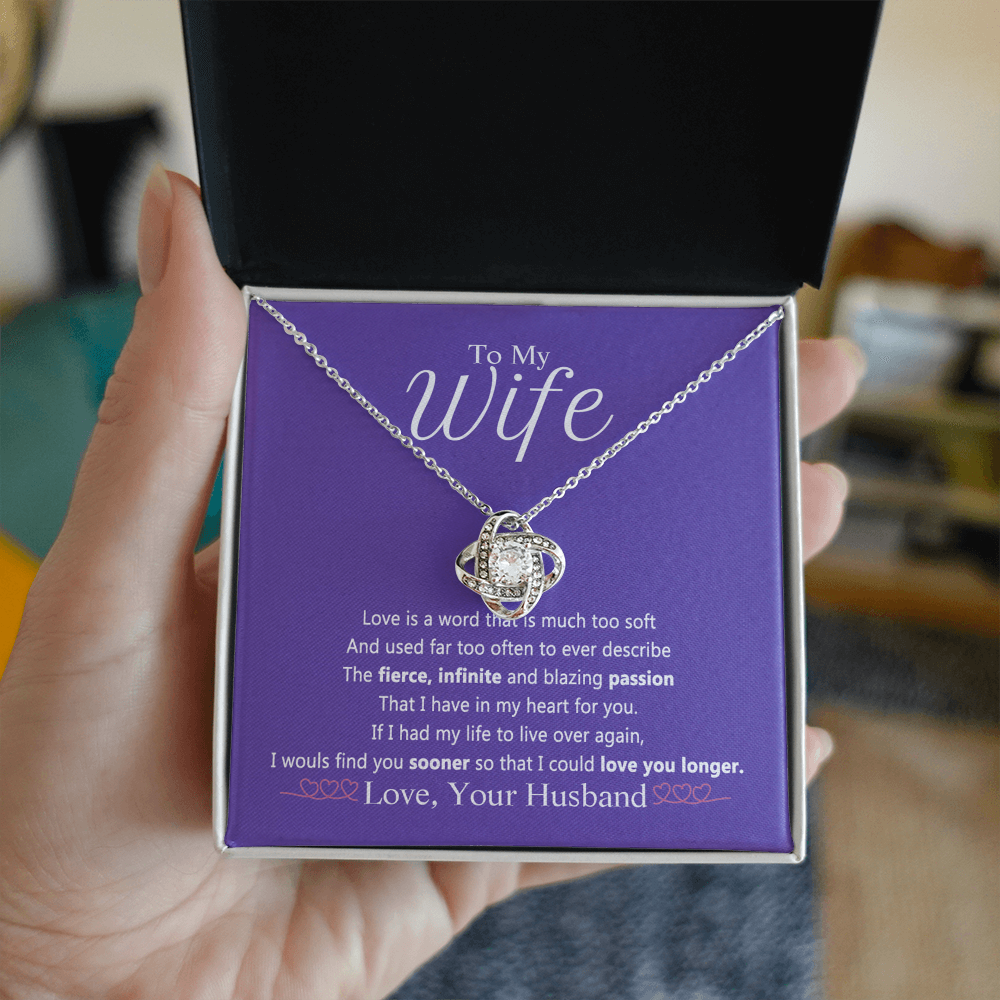 Wife Gift Necklace From Husband, To My Wife Necklace, Wife Love Knot Necklace From Husband, Jewelry Gift For Women Badass Wife Gift Necklace Soulmate Necklace Gift From Men Love You Longer Necklace