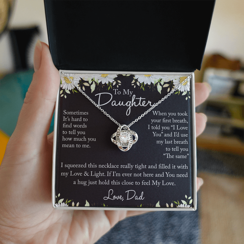 Father And Bonus Daughter Necklace, To My Daughters Necklace, Love Knot Jewelry Gift From Dad Step Dad Mom Step Mom For Birthday, Graduation Gift, Thanksgiving and Christmas, Jewelry Gift For Girls