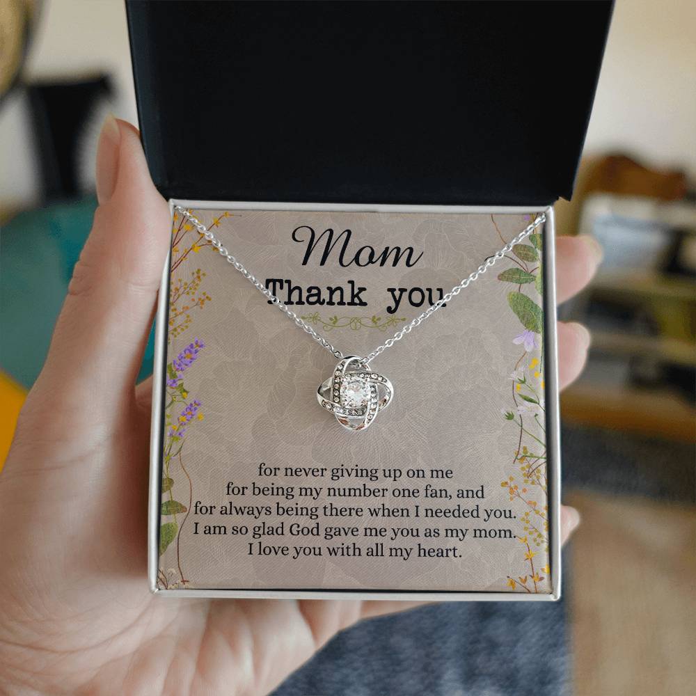 Mom Thank You Gift Necklace, To My Mom Love Knot Necklace From Daughter Necklace Gift For Mom Mother's Day Necklace Gift For Mom, Birthday Gift For Mom Anniversary Jewlry Gift For Women, Mom