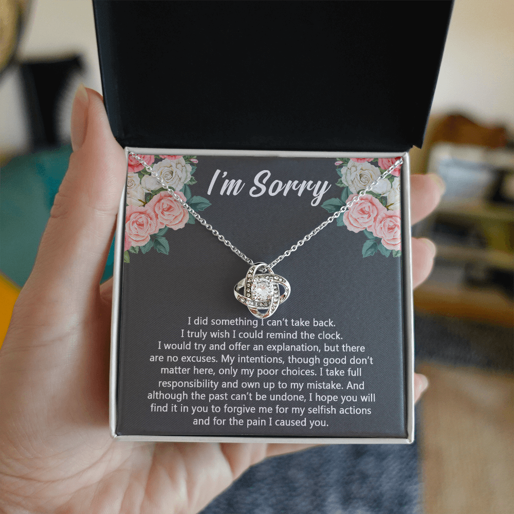 I'm Sorry Gift Necklace for Her, Apology Gifts Necklace for Girls, Woman Sorry Gift Necklaces with Meaningful Message Jewelry Sorry Gift Love Knot Necklace For Girlfriend Wife Soulmate Best Friend