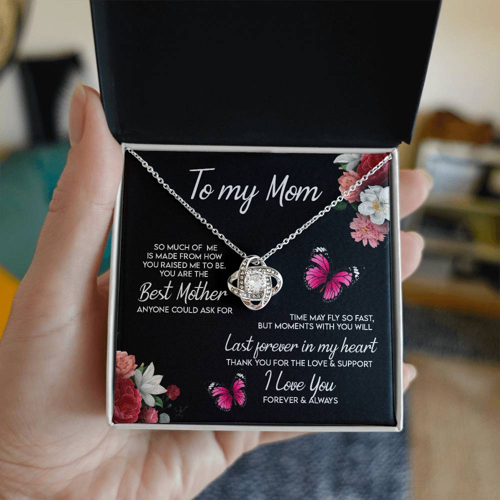 Mom Gift Necklace, To My Mom Necklace From Daughter, Love Knot Necklace Gift For Mom, Happy Mother's Day Necklace Gift Forever And Always Pendant Gift For Mom, Jewelry Gift For Women, Mom Butterfly