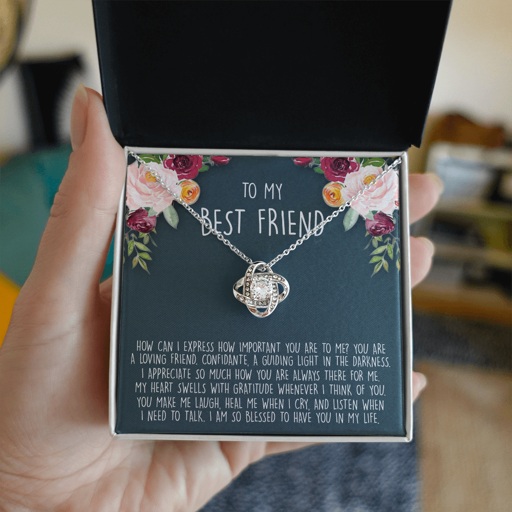 To My Best Friend Gift Necklace From Friend - BFF Gift Necklace, Gifts Pendant For BFF, Love Knot Necklace Gift For Friend, BFF With Message Card and Gift Box Necklace On Birthday, Anniversary