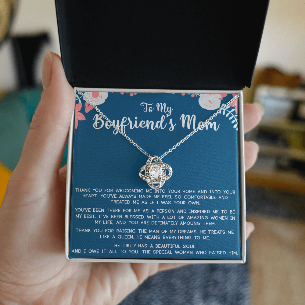 To My Boyfriend's Mom Gift Necklace, Mothers Day Necklace For Boyfriends Mom From Girlfriend, Presents for Mom Necklace for Women, Love Knot Necklace Gift For Boyfriend's Mom From Girlfriends mom