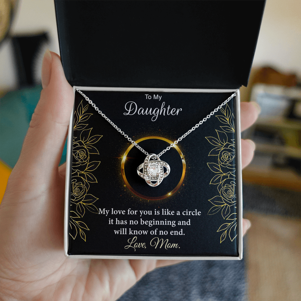 Personalized Gift Necklace For Daughter, Custom Card Gift For Daughter, To My Daughter Love Knot Necklace Gift From Mom, My Love For You Necklace, Love Knot Jewelry Gift For Daughter Birthday