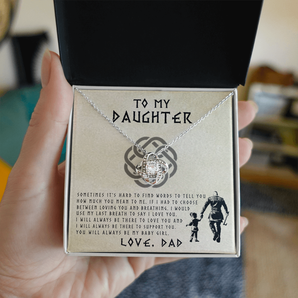 Viking Daughter Necklace From Dad To My Shieldmaiden Daughter Always Remember You Are Braver Than You Believe Necklace Message Card and Gift Box styles On Birthday, Christmas Graduation Gift