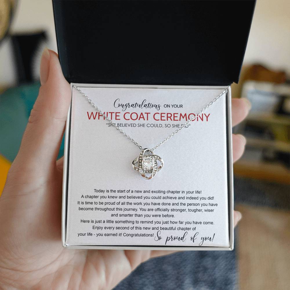 White Coat Ceremony Love Knot Necklace Gift Chiropractor White Coat Necklace Gift For Ceremony, New Doctor Gift Necklace On Congrats Graduation, Senior, Grad Gift For Daughter, Granddaughter, Sister Love Knot Necklace 6323 SO-2655078 chuan chinh ta