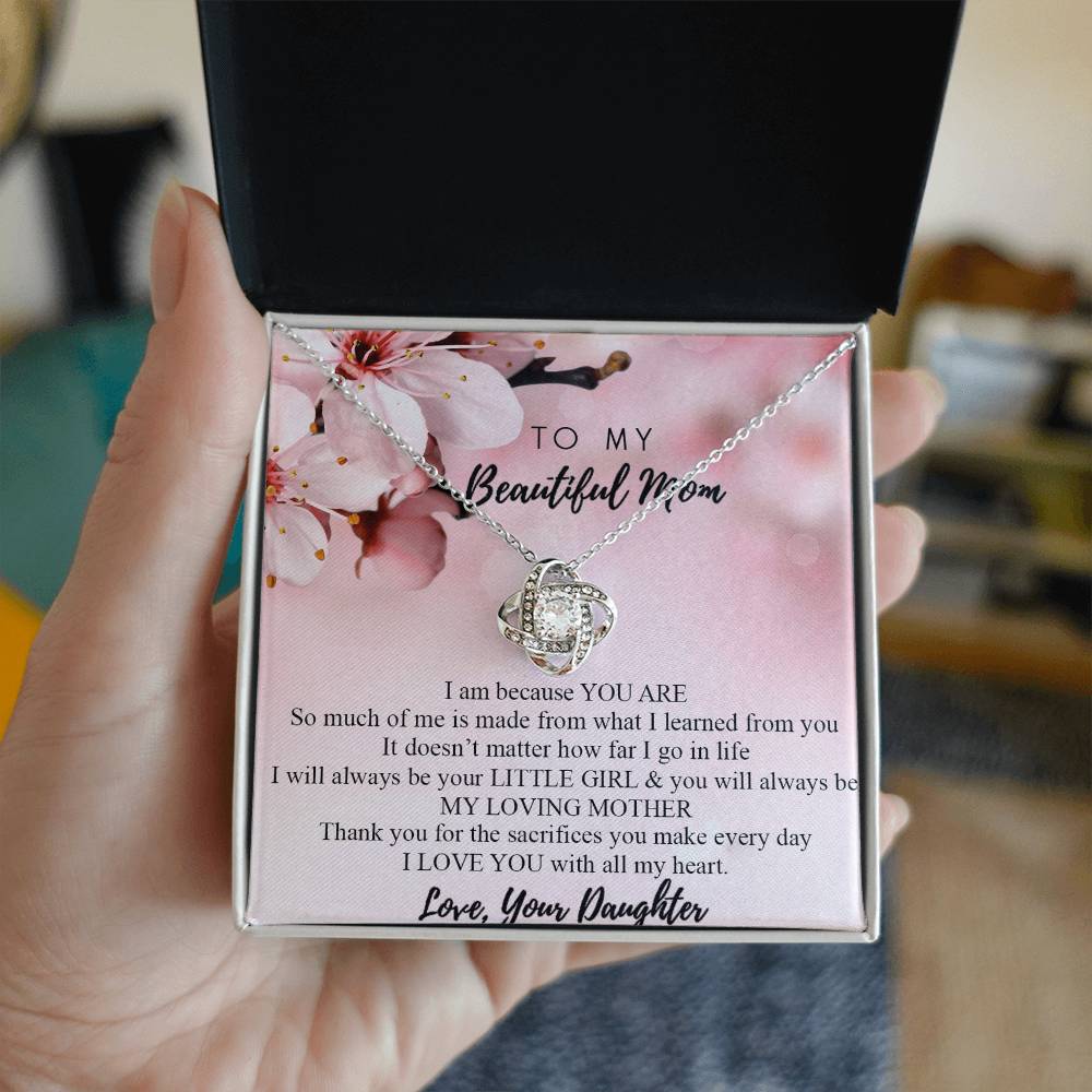 To My Mom Necklace From Daughter, Mother's Day Jewelry For Mom, Mother, Mother In law, Loving Mother Gift Necklace, Unique Moms Gift Ideas, Beautiful Mom Gift Love Knot Necklace On Mothers Day