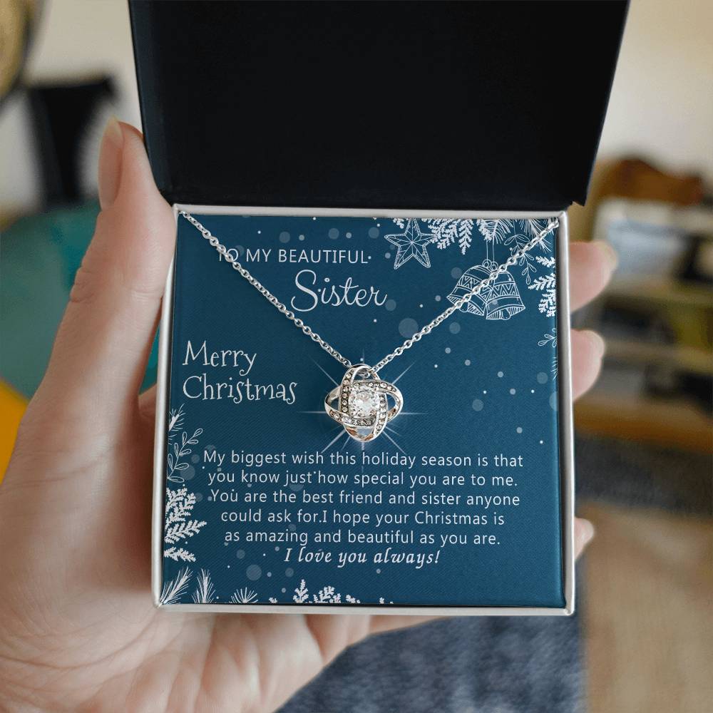Personalized Gift Necklace, To My Beautiful Sisters Love Knot Necklace from Brother, Sisters Gift from Brother to Sisters Birthday Gift Necklace for Her, Jewelry Gift for Girls, Sister Gift Necklace
