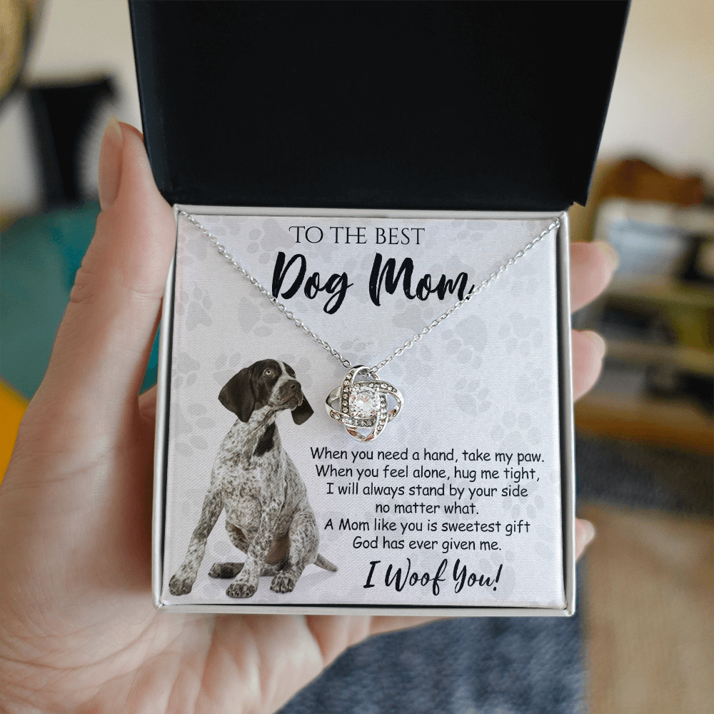 To The Best Dog Mom Love Knot Necklace From Daughter Mother's Day Necklace, German Shorthaired Pointer Love Knot Pendant, Jewelry Gift For Women, Dog Lovers German Shorthaired Pointer Gift Necklace