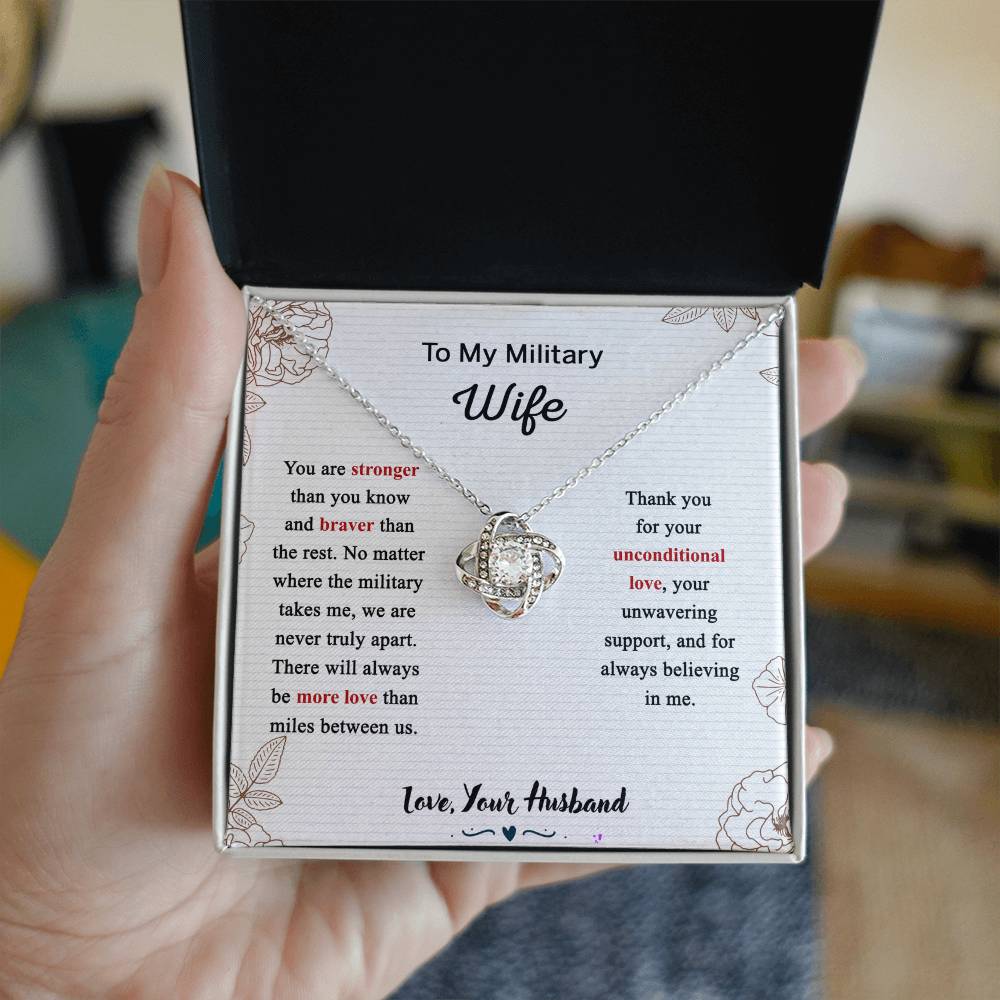 Military Wife Gift Necklace, Husband And Wife Love Knot Necklace, To My Military Wife Necklace From Husband - Necklace Gift For Wife, Jewelry Gift For Women, Soulmate Gift Necklace From Fiancee