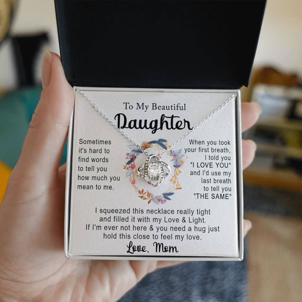 Personalized Necklace With Message Card And Box, Jewelry Custom Card For Daughter, To My Beautiful Daughter Necklace From Mom, Mother To Daughter Pendant From Mom Jewelry Gift For Girls