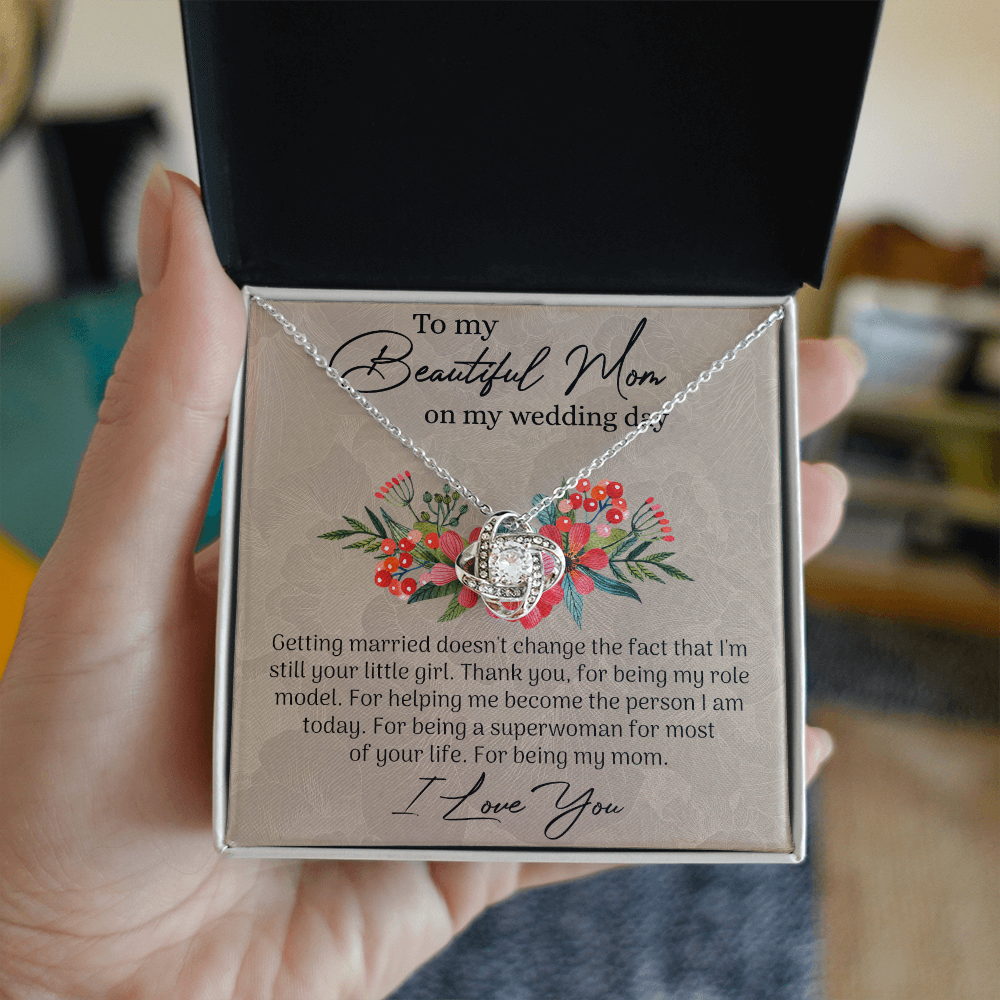 To My Beautiful Mom Necklace, Mom Wedding Gift Necklace from Bride, To My Beautiful Mom On My Wedding Day Necklace Mother of the Bride Gift Necklace Wedding Gift Necklace for Mom, Bride to Mom Gift