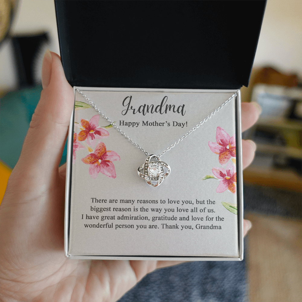 Grandma Gift Necklace - To My Grandma Love Knot Necklace from Granddaughter, Happy Mother's Day Necklace - Jewelry Gifts for Grandmother, Mimi, Gigi, Grammy on Mothers Day, Birthday, Christmas