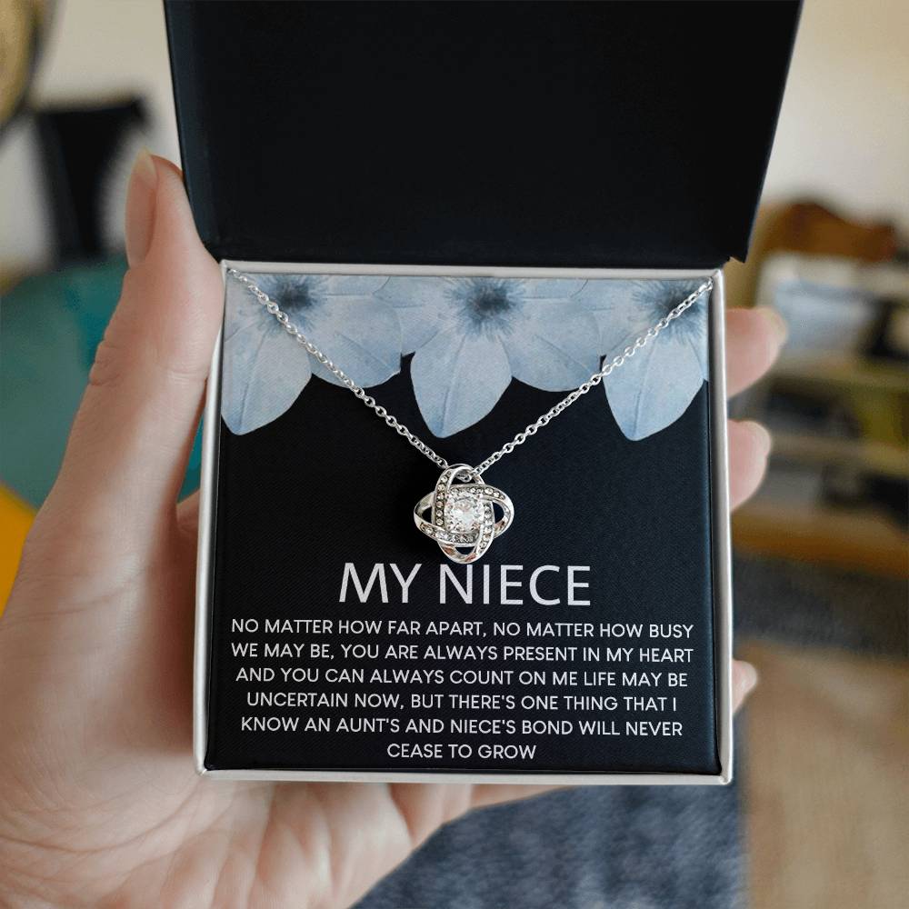 To My Niece Love Knot Necklace From Aunt, Niece Confirmation, Niece With Message Card and Gift Box Necklace Gift from Aunt or Uncle Aunt Niece Necklace, Niece Birthday Gift, Niece Graduation Gift