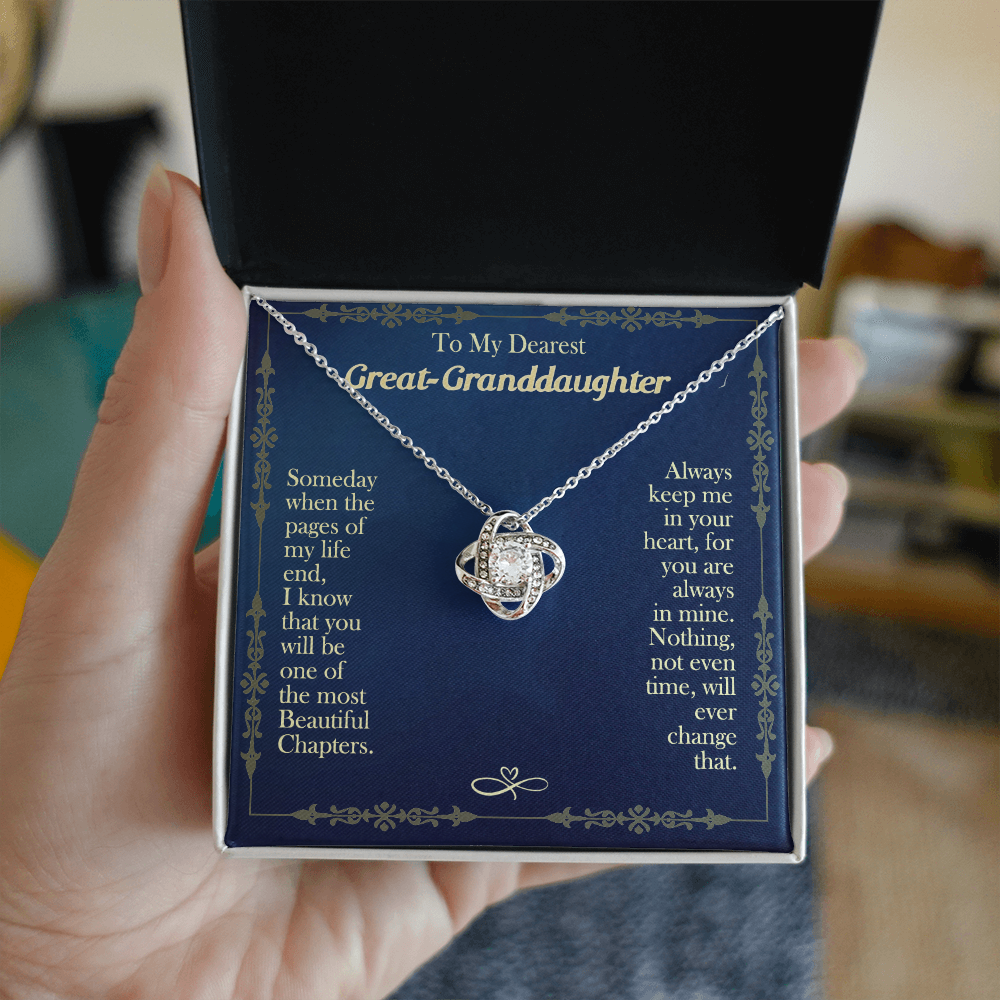 Granddaughter Gifts Necklacce from Grandma - To My Dearest Great Granddaughter Love Knot Necklace from Grandma Jewelry Gift for Girls, Granddaughter Pendant Necklaces gifts Birthday Graduation Gift
