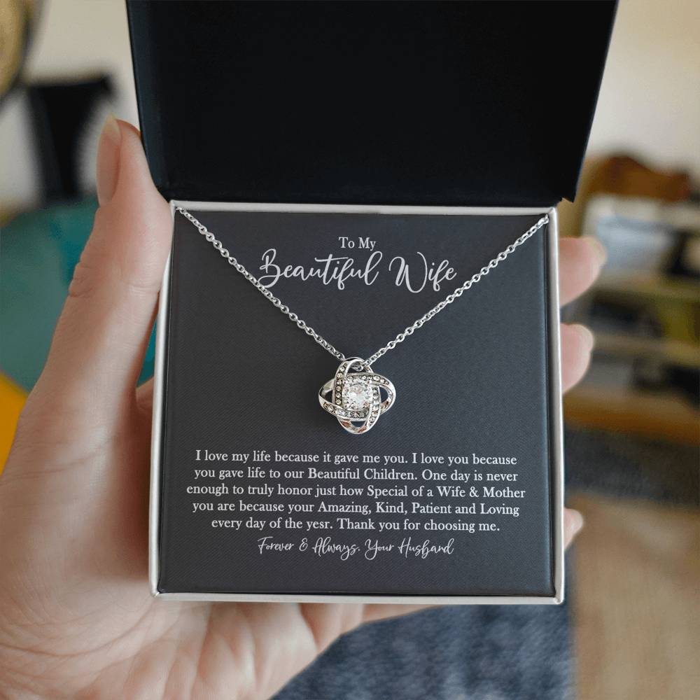 To My Beautiful Wife Necklace From Husband Valentines Day Necklace Gift For Wife, Soulmate Gift Necklace Personalized Gift Jewelry For Women, Romantic Gift Necklace, Because It Gave Me You Necklace