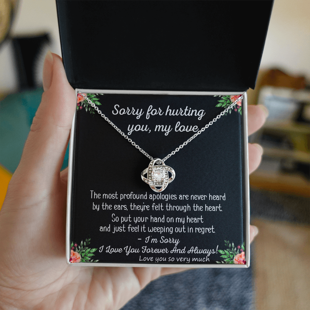 Apology Gift Necklace for Her, Forgiveness Gift, My Love Love Knot Necklace For Girlfriend, I'm Sorry Necklace Gift From Boyfriend, Husband To Wife, Girlfriend Love Knot Jewelry Gift For Girls