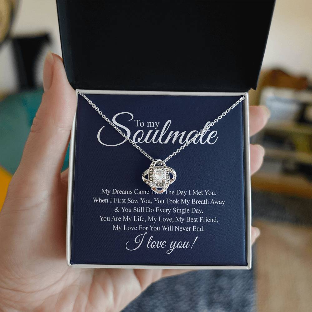 To My Soulmate Love Knot Necklace From Futture Husband To Wife Girlfriend Soulmate Gift Love Knot Pendant On Valentines Day Christmas Necklace for Her Romantic My Dreams Jewelry Gift For Women