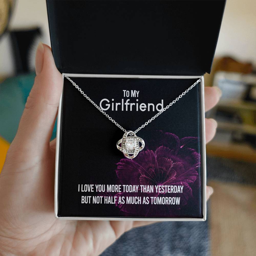 To My Girlfriend Necklace Romantic Girlfriend Birthday Gifts for Girlfriend From Boyfriend, Husband, Girlfriend Gift Necklace - Jewelry Gift For Girls, Love Knot Pendant Gift For Girlfriend, Soulmate