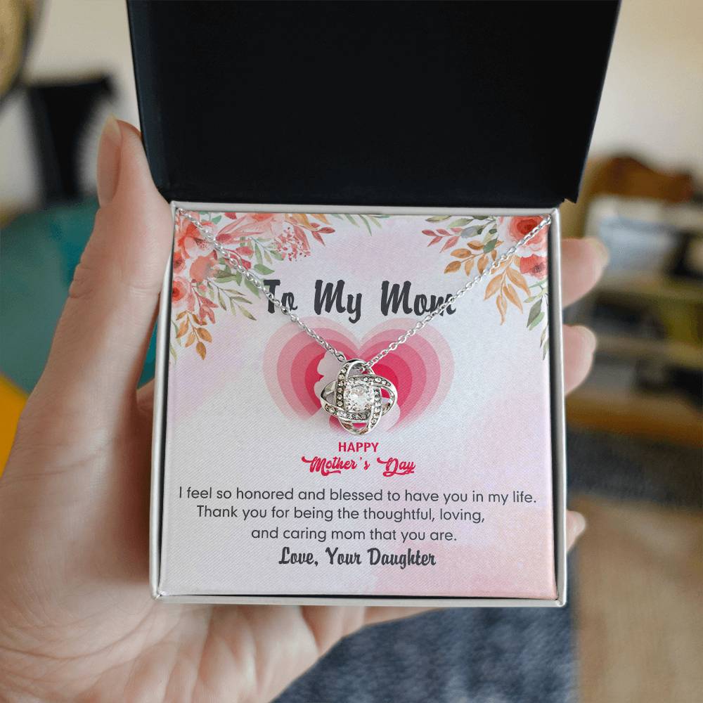 Happy Mother's Day Necklace, To My Mom Love Knot Necklace From Daughter, Badass Mom Necklace Gift For Mom Thank You Necklace Gift For Mom, Mother And Daughter Jewelry Gift For Women, Bonus Mom