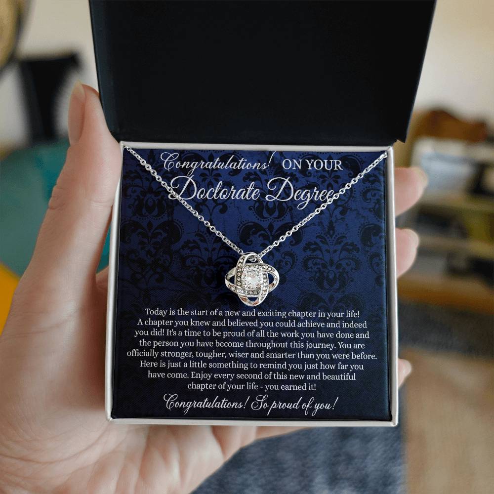 Doctorate Degree Graduation Gift Necklace Graduating Class of 2026 Necklace, Doctoral Degree Necklace Gift On PhD Graduation Gift Graduate New Doctorate Knot Pendant, Graduation Necklace Gift for Her