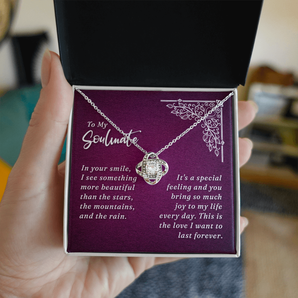 To My Soulmate Necklace From Husband, Boyfriend, Gift Necklace for Soulmate, Love Knot Necklace for Girlfriend, Soulmate Jewelry, Future Wife Gift Necklace, Necklace for Wife 14k White Gold