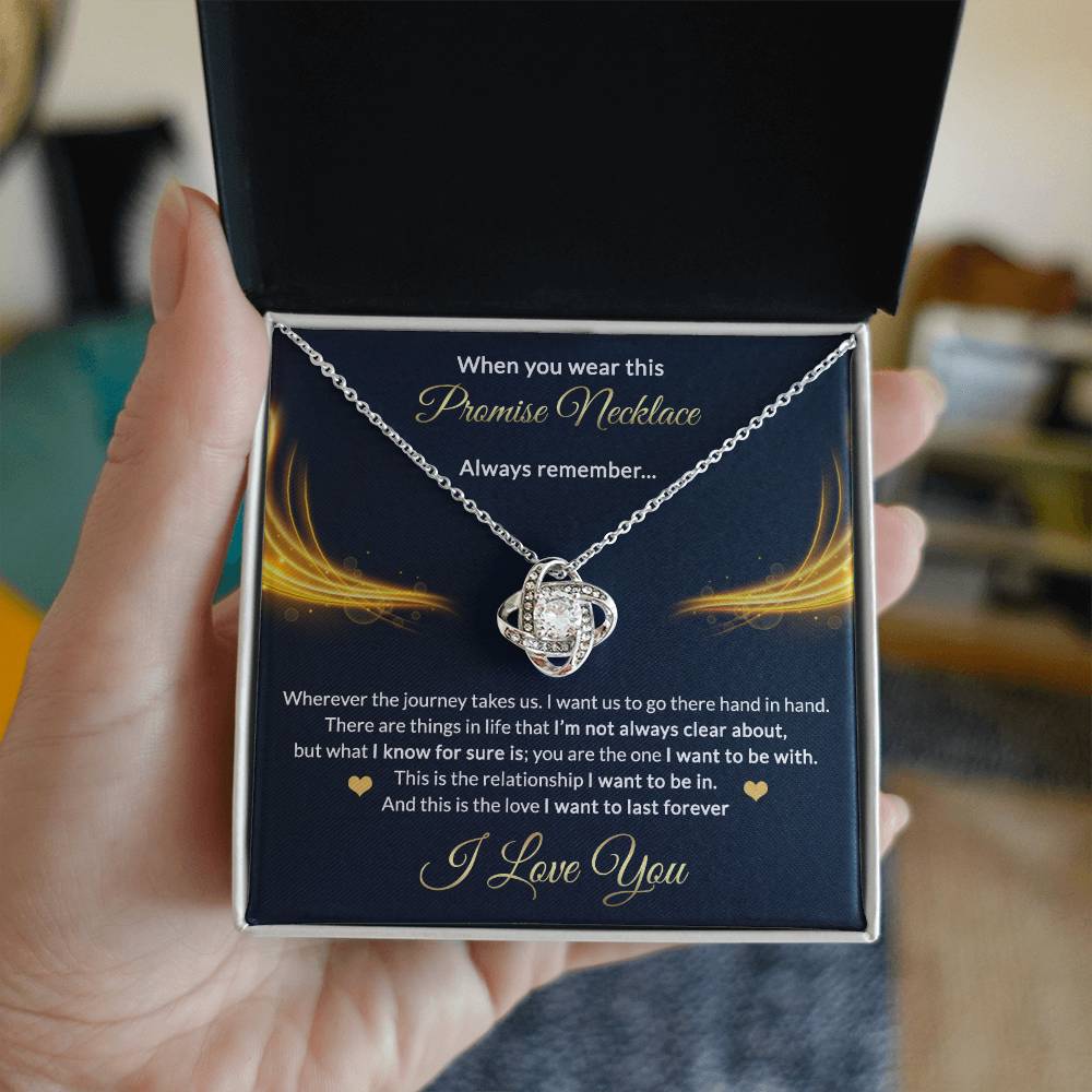 Promise Gift Necklace From Men, Jewelry Gift for Girls, Girlfriend - Promise Love Knot Necklace Gift for Women On Valentines Day, Anniversary, Long Distance Relationship Gifts Love Knot Pendant