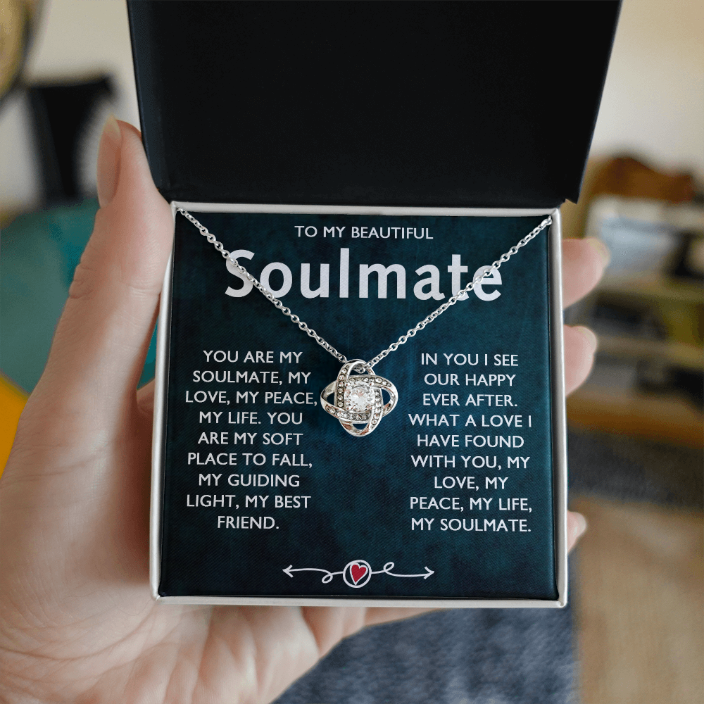 To My Beautiful Soulmate Necklace, Gift Necklace for Soulmate, Love Knot Necklace for Girlfriend, Soulmate Jewelry, Future Wife Gift Necklace, Necklace for Wife from Husband 14k White Gold