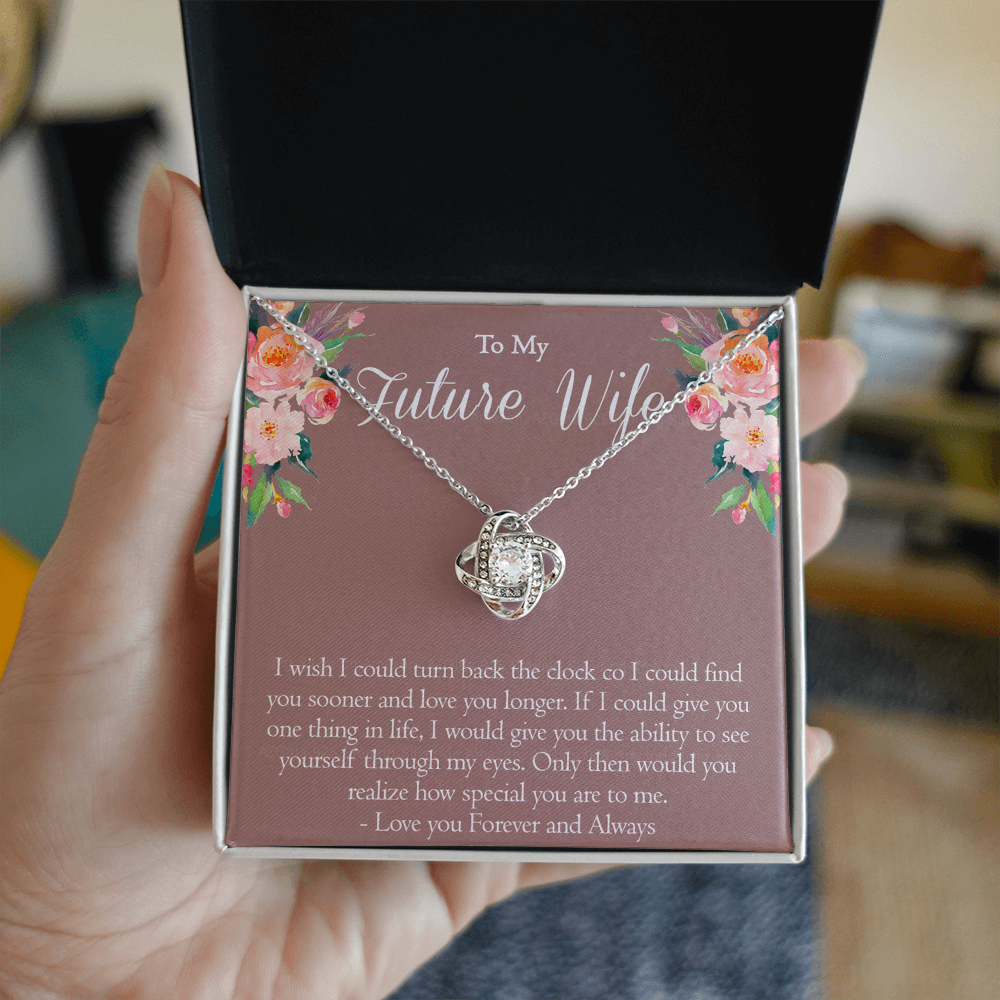 To My Future Wife Necklace From Future Husband, Personalized Gift Necklace for Future Wife, Girlfriend Pendant Jewelry for Fiance Romantic Gifts Necklace For Her, Love Knot Necklace Gift For Wife