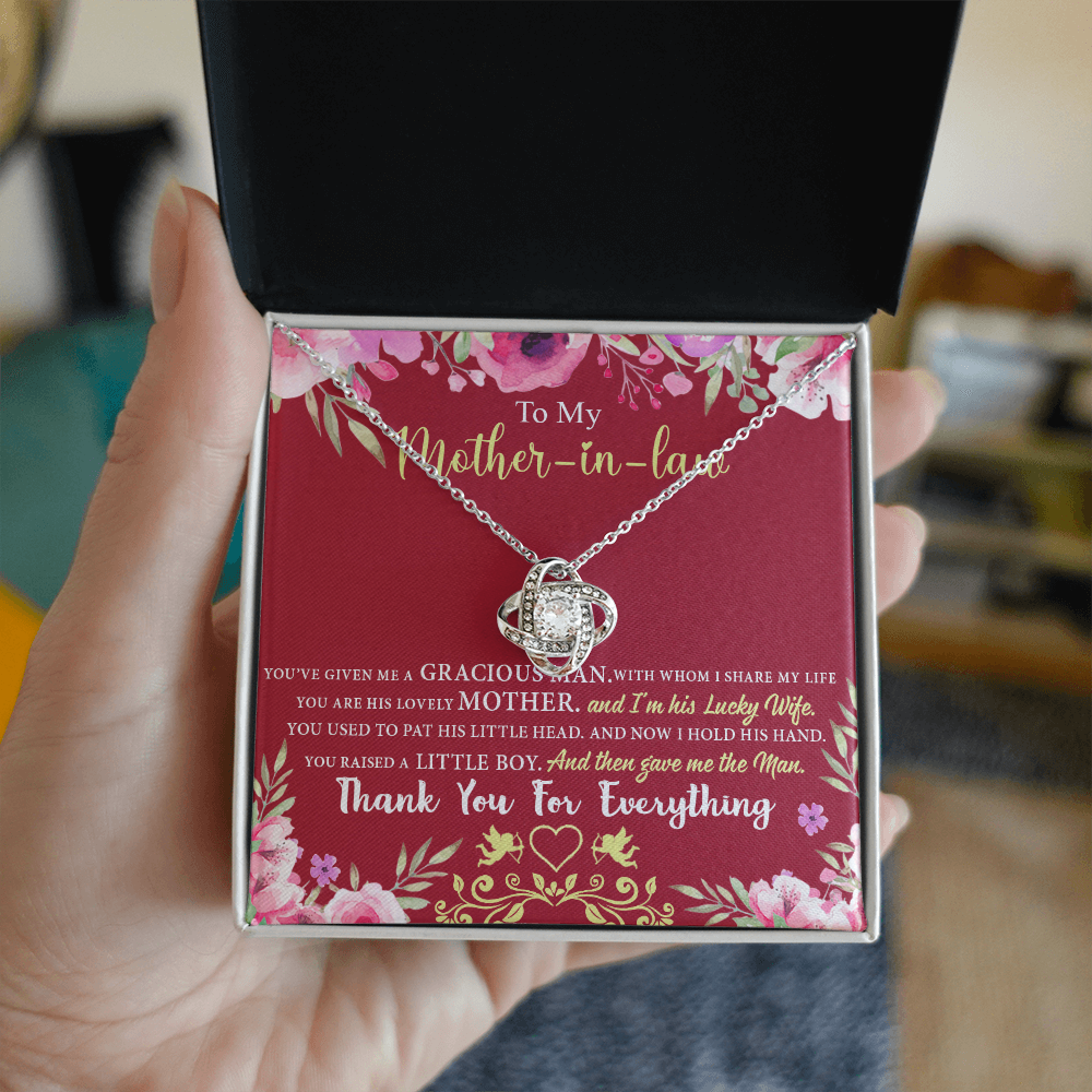 Gift For Mother In Law Necklace, To My Mother In Law Gift Necklace, Mom Love Knot Necklace, Gift To Mother In Law Necklace For Beautiful Mom Jewelry, Mother In Law Beautiful Mom Jewelry For Women