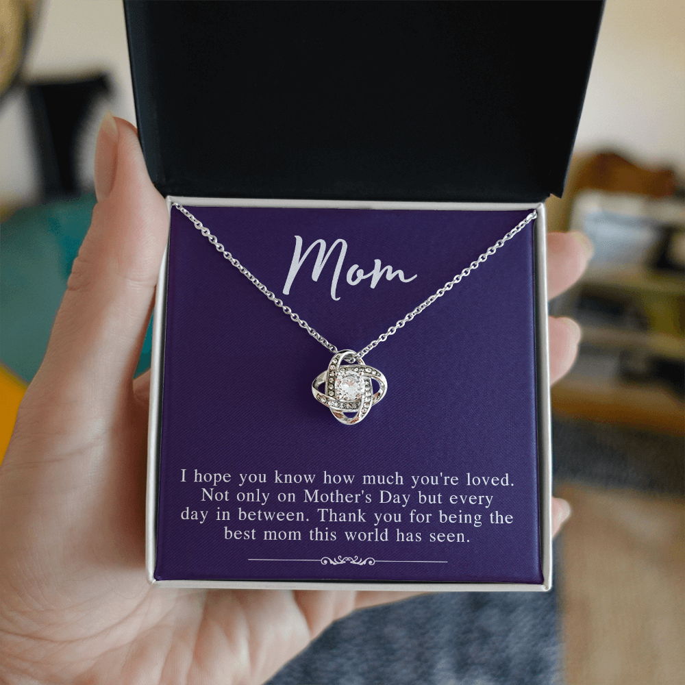 Mothers Day Necklace From Daughter, To My Mom Necklace From Daughter Gifts To Give To Your Mom Beautiful Box, Gift Box Mothers Day, Mom Love Knot Necklace From Daughter, Jewelry Gift For Women