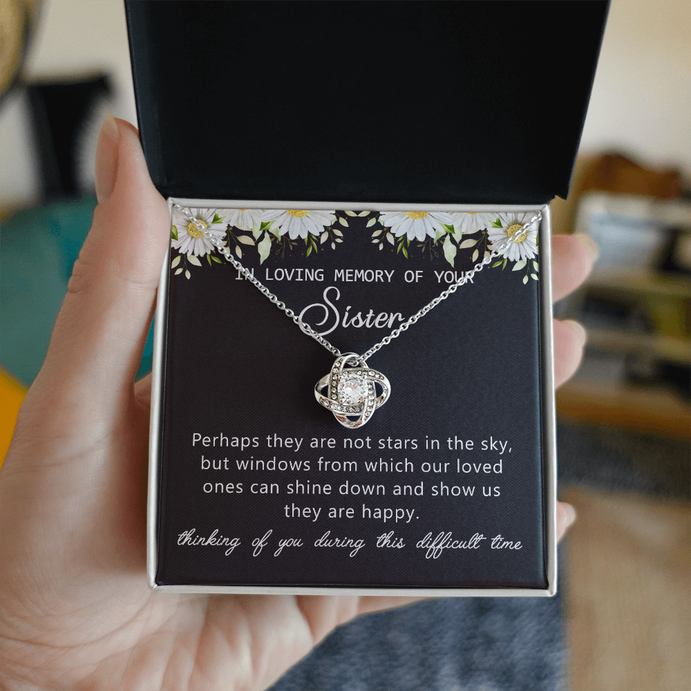 In Loving Memory Of Your Sister Love Knot Necklace, Sympathy Loss Of Sister Pendant, Sympathy Gift Box For Sister, Loss Of Sister Necklace For Sister, Condolence Gifts Pendant, Jewelry for Women