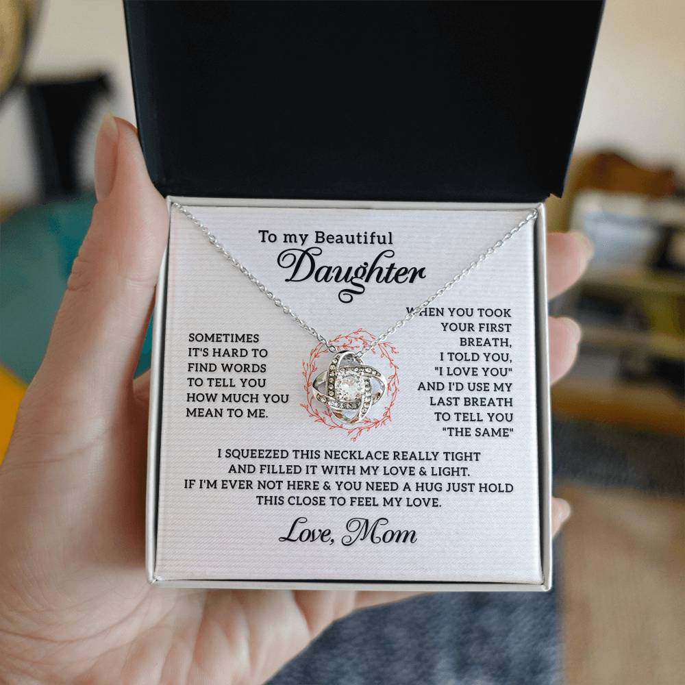 To My Beautiful Daughter Necklace from Mom, Mother and Daughter Gift Necklace, Gift for Daughter, Necklace for Daughter, Jewelry Gift For Girls, Little Girl, Sometimes It's Hard Gift Necklace