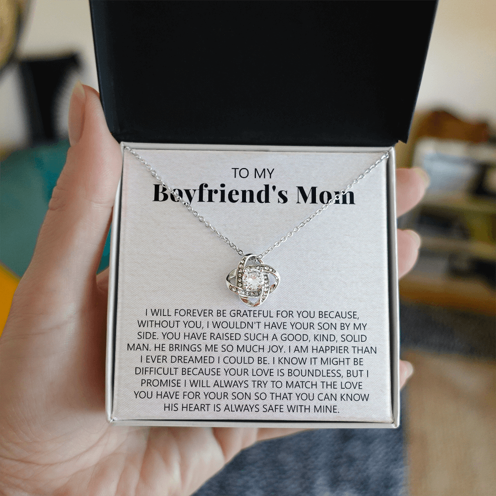 To My Boyfriend's Mom Necklace From Girlfriend, Jewelry Gifts For Boyfriend's Mom On Mothers Day Birthday Anniversary, Presents for Mom Necklace for Women, Boyfriend's Mom Gift Love Knot Necklace