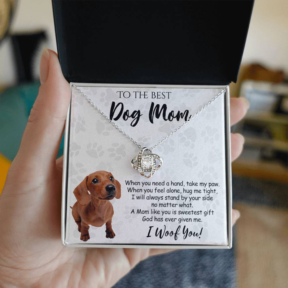 To The Best Dachshund Dog Mom Love Knot Necklace From Daughter Mother's Day Necklace Gift, Dachshund Love Knot Pendant, Jewelry Gift For Women, Dog Lovers Dachshund Gift Necklace, Dog Mom Necklace