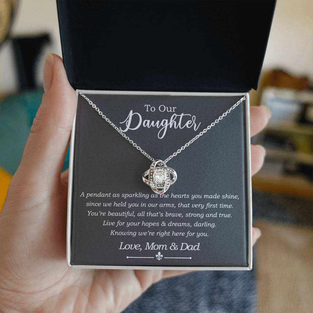 Daughter Gift Necklace, To My Daughter Gift Necklace From Mom And Dad , Step Daughter Necklace, Stepdaughter Gifts from Stepmom Stepdad Gifts from Stepdad Includes Message Card and Gift Box