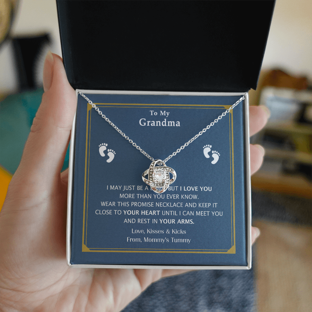 Grandma Gift Necklace From Mommy's Tummy - To My Grandma Love Knot Necklace From Granddaughter, Grandmother Grandma Necklace from Grandchildren Granddaughter - Jewelry Gift for Women, Grandma Gift