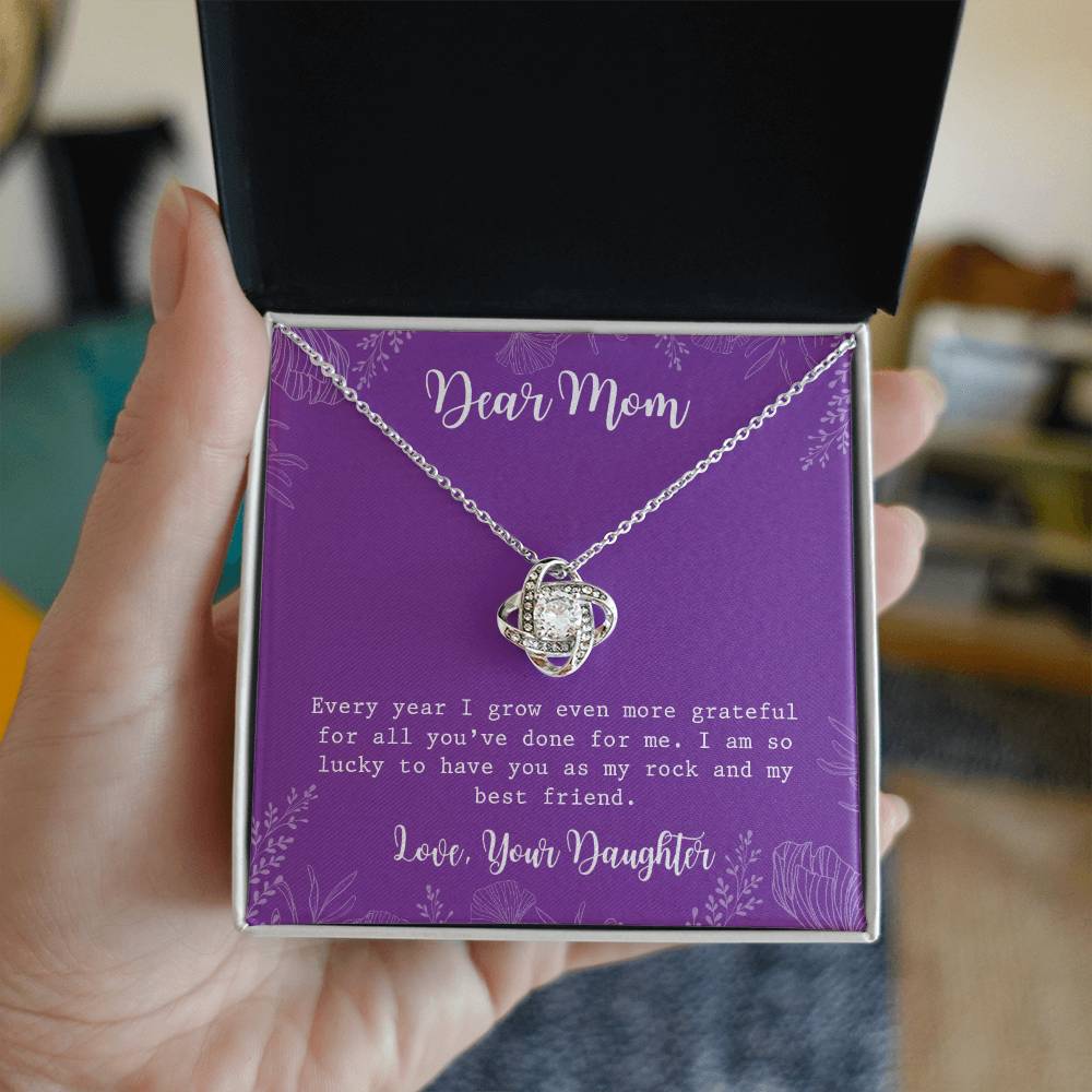To My Mom Necklace From Daughter, My Best Friend Gift Necklace For Mom On Mothers Day, Birthday Gift Anniversary, Love Knot Pendant Gift For Her, Jewelry For Mom, Dear Mom Gifts Necklace