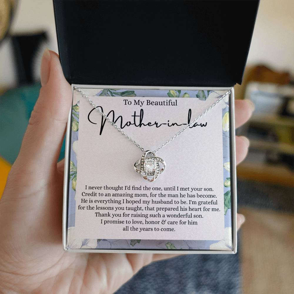 Mother In Law Gift Necklace, To My Beautiful Mother In Law Love Knot Necklace Gift From Daughter In Law, Mother And Daughter Gift Necklace Pendant, The Love Knot Necklace Gift For Mom Pendant