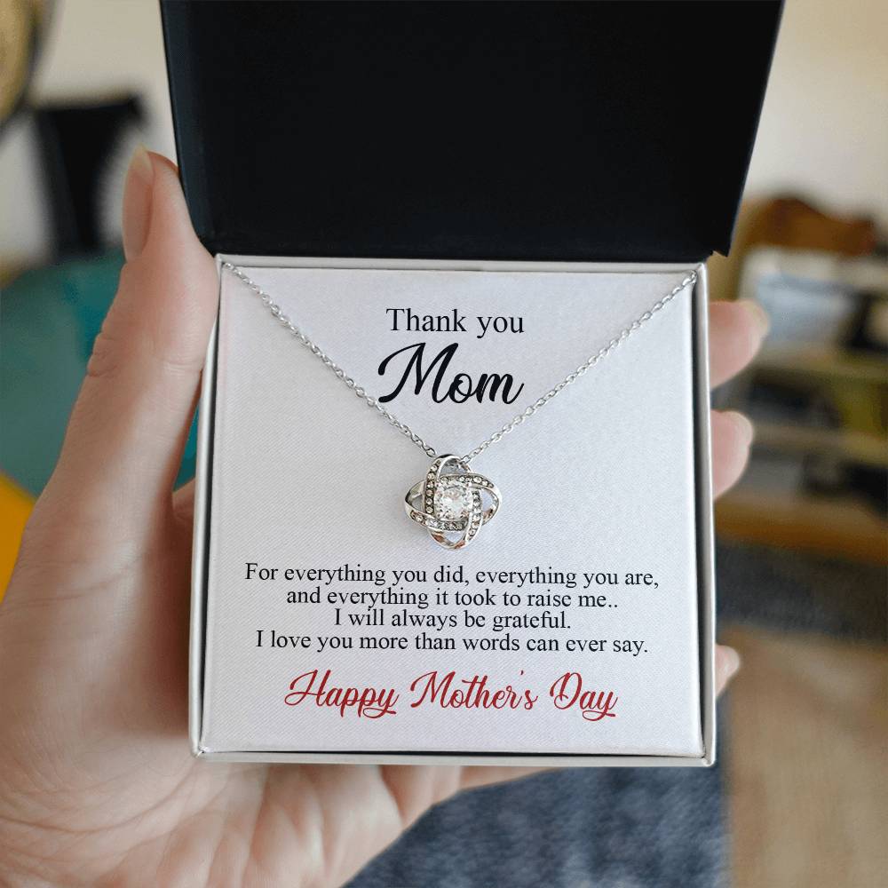 Thank You Mom Necklace Gift For Her, Happy Mother And Daughter Gift Necklace, To My Mom Necklace From Daughter, Thank You Card Gift For Mom On Mother's Day, Anniversary Necklace Gift For Her