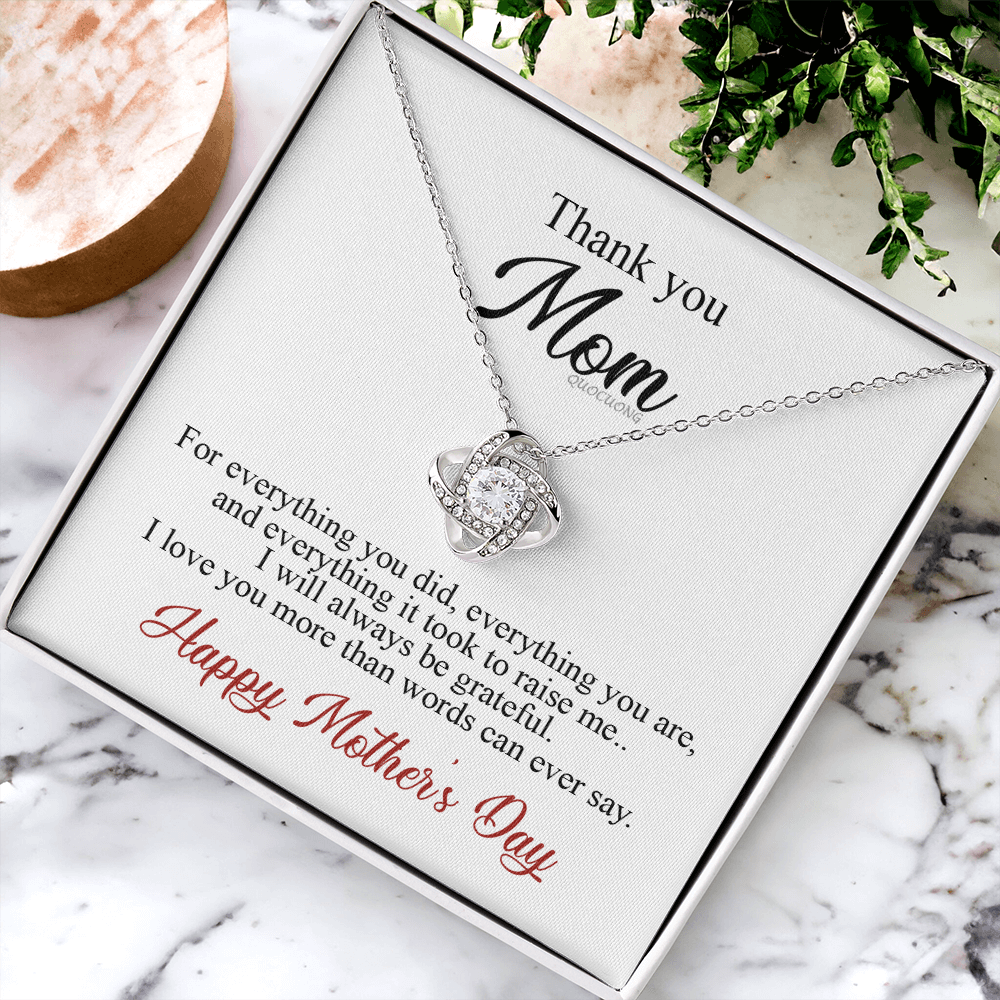 Thank You Mom Necklace Gift For Her, Happy Mother And Daughter Gift Necklace, To My Mom Necklace From Daughter, Thank You Card Gift For Mom On Mother's Day, Anniversary Necklace Gift For Her