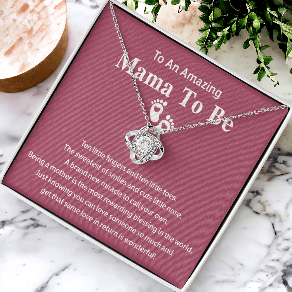 Mama To Be Gift Necklace, To An Amazing Mama To Be Necklace From Daughter, Mama To Be Love Knot Necklace, Wonderful Mom Gift Necklace From Daughter, Jewelry Gift For Women, Mama To Be Necklace Gift