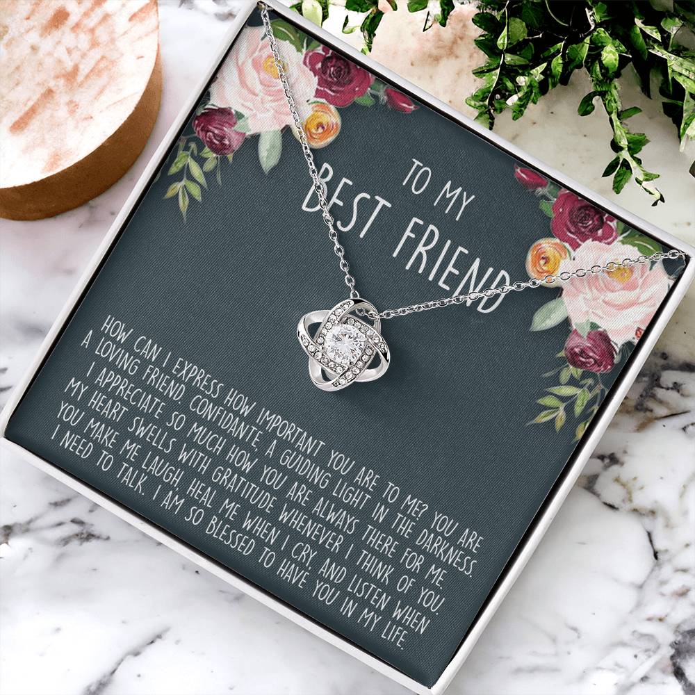 To My Best Friend Gift Necklace From Friend - BFF Gift Necklace, Gifts Pendant For BFF, Love Knot Necklace Gift For Friend, BFF With Message Card and Gift Box Necklace On Birthday, Anniversary