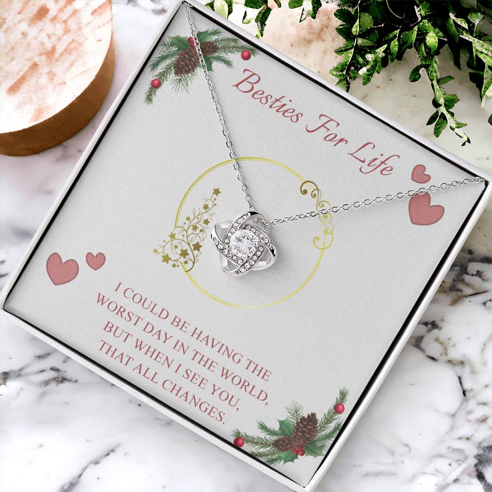 Gifts Necklace For Besties, To My Besties Love Knot Necklace From Friend, Best Friend Birthday Gift Necklace, Long Distance Best Friend Necklace, Besties For Life Necklace Jewelry Gift For Girls