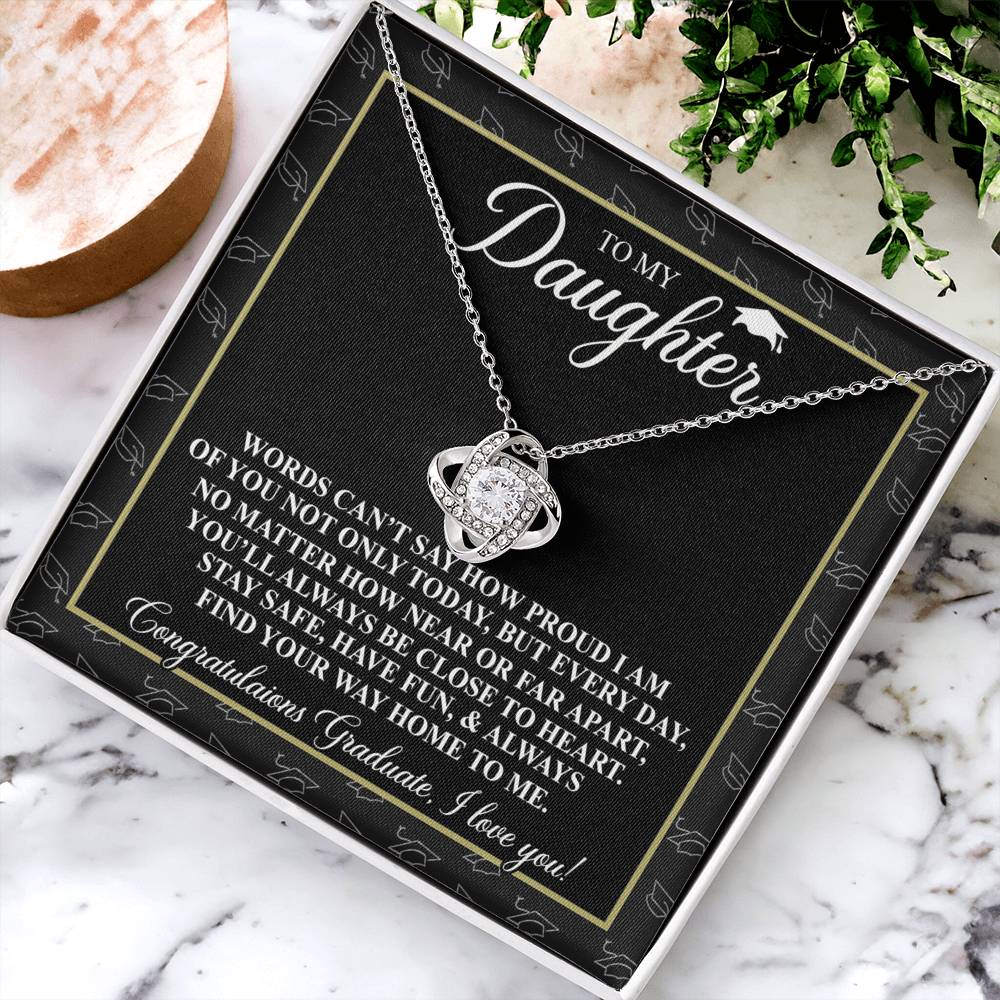 To My Daughter Gift Necklace From Father to Daughter Gift, Birthday Necklace Love Knot Pendant Necklace Gift Message Card and. Gift Box styles On Birthday, Christmas, Anniversary Graduation Gift