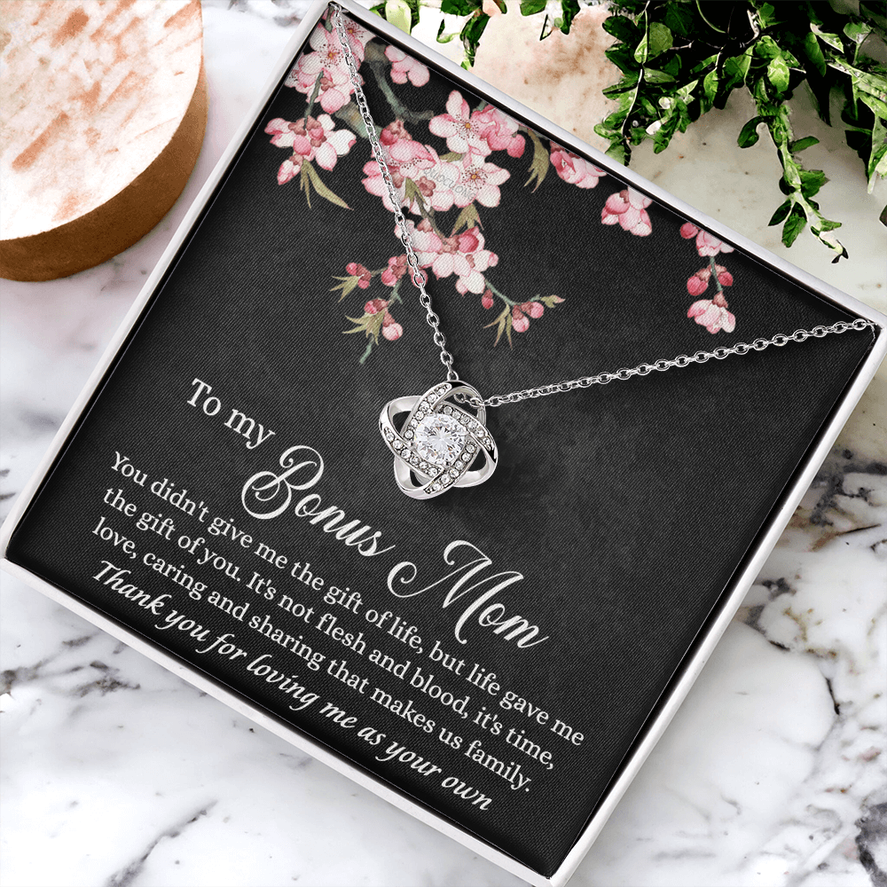 To My Bonus Mom Necklace From Daughter, Bonus Mom Gift Necklace, Mother And Daughter Necklace Gift For Mom, Gift For Mom Necklace, Bonus Mother Gift Necklace Thank You For Loving Jewelry For Women