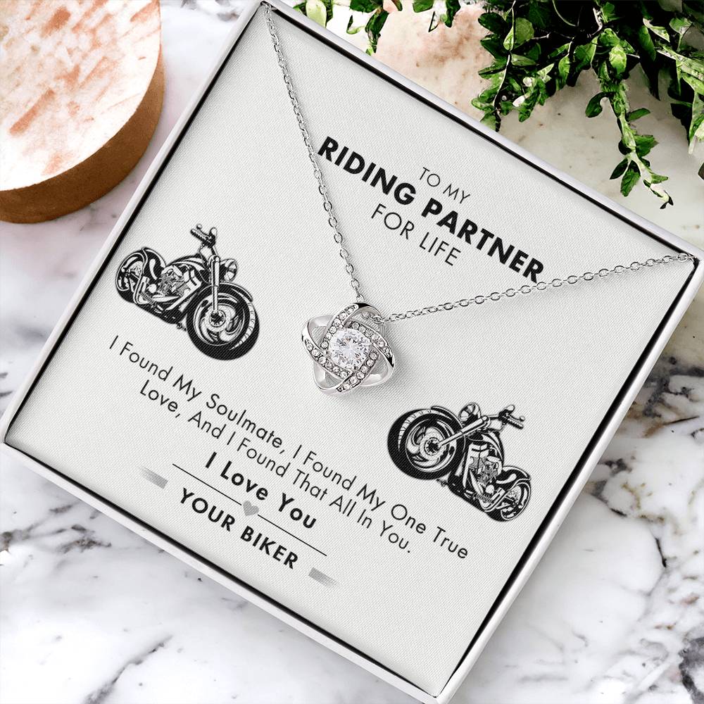 Customized Gift Necklace, To My Riding Partner For Life Necklace Gift From Husband Love Knot Necklace And Message Card Gift Box For Riding Partner For Life Jewelry Pendant Gift For Women Soulmate