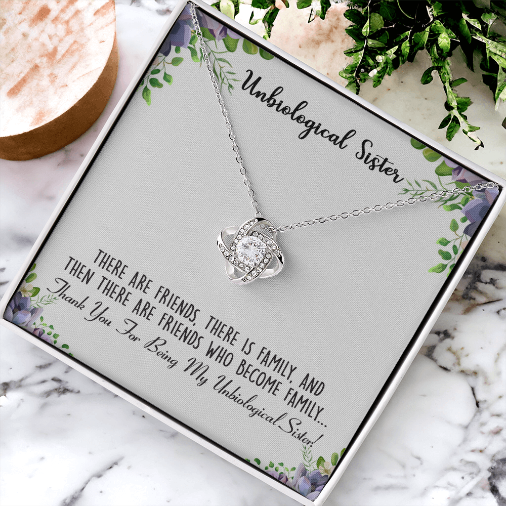 To My Unbiological Sister Love Knot Necklace From Sister, Thank You For Being Sister Gift Necklace, Sister-in-Law Gift Pendant, Love Knot Jewelry Gift For Girls Brother And Unbiological Sister Gifts
